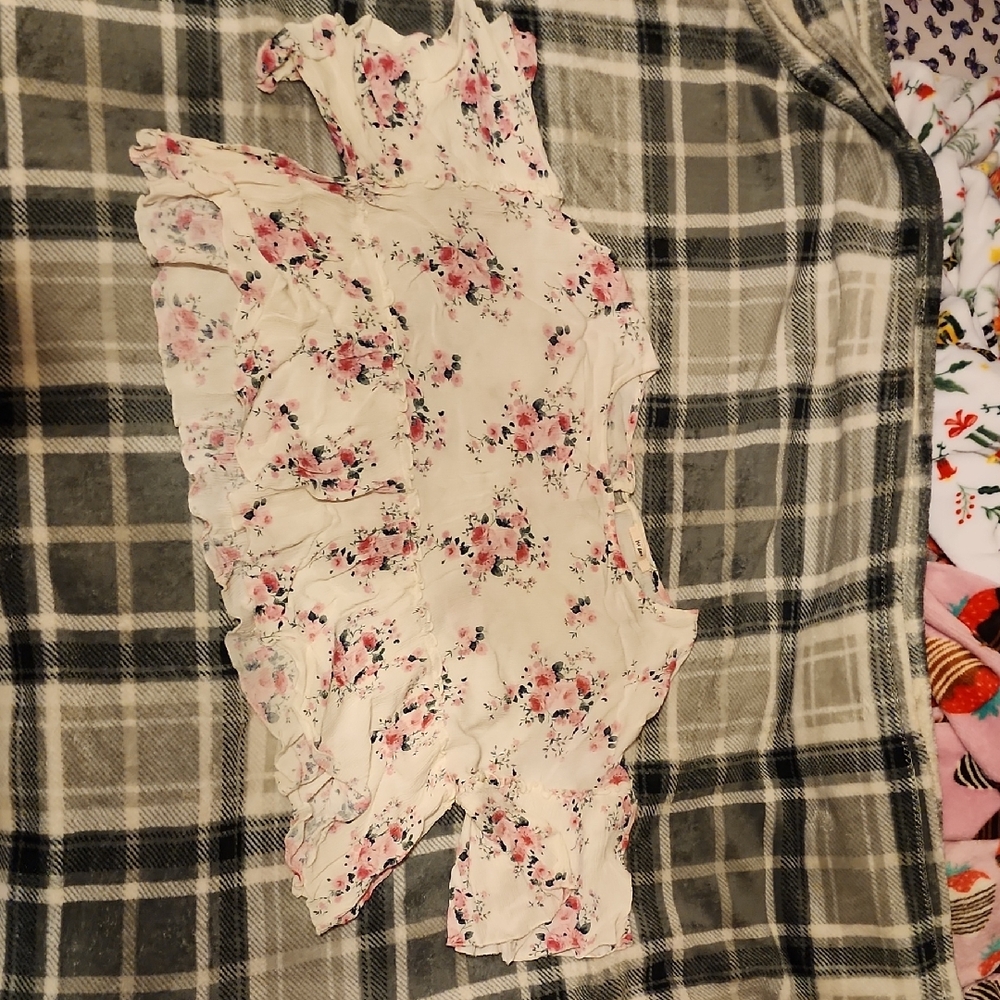 White And Pink Floral Cro Top
